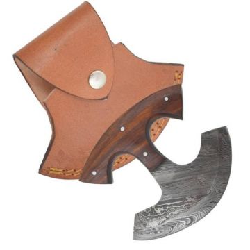 Wild Turkey Handmade Damascus Steel Ulu Kitchen Knife (DM-3353W)